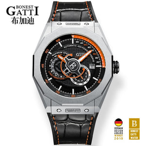 Automatic Mechanical Watch Men Top Brand GATTI Luxury Leather Mens Wristwatches Waterproof Sports Blue Watches Relogio Masculino