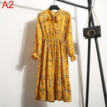 Load image into Gallery viewer, Plus Size 2020 Women Autumn Dresses Bohemian Long Sleeve Chiffon Shirt  Dress White Bow Floral Boho Club Party Dress Winter 3XL
