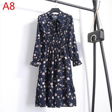 Load image into Gallery viewer, Plus Size 2020 Women Autumn Dresses Bohemian Long Sleeve Chiffon Shirt  Dress White Bow Floral Boho Club Party Dress Winter 3XL
