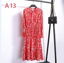 Load image into Gallery viewer, Plus Size 2020 Women Autumn Dresses Bohemian Long Sleeve Chiffon Shirt  Dress White Bow Floral Boho Club Party Dress Winter 3XL
