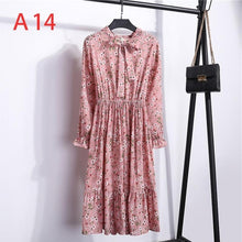 Load image into Gallery viewer, Plus Size 2020 Women Autumn Dresses Bohemian Long Sleeve Chiffon Shirt  Dress White Bow Floral Boho Club Party Dress Winter 3XL
