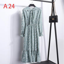 Load image into Gallery viewer, Plus Size 2020 Women Autumn Dresses Bohemian Long Sleeve Chiffon Shirt  Dress White Bow Floral Boho Club Party Dress Winter 3XL
