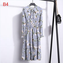 Load image into Gallery viewer, Plus Size 2020 Women Autumn Dresses Bohemian Long Sleeve Chiffon Shirt  Dress White Bow Floral Boho Club Party Dress Winter 3XL
