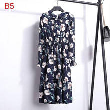 Load image into Gallery viewer, Plus Size 2020 Women Autumn Dresses Bohemian Long Sleeve Chiffon Shirt  Dress White Bow Floral Boho Club Party Dress Winter 3XL
