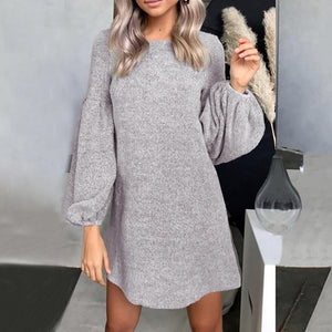 Dress Women Winter Mini Dress Classic Floral Printed Long Sleeve O-Neck Loose Warm Dress Black Streetwear Vestido 2020