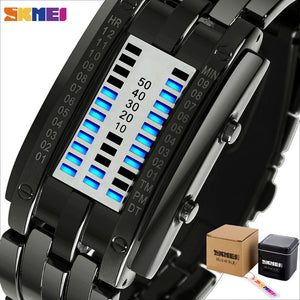 SKMEI Fashion Creative Sport Watch Men Stainless Steel Strap LED Display Watches 5Bar Waterproof Digital Watch reloj hombre 0926