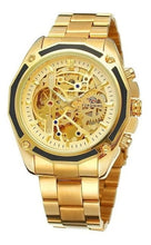 Load image into Gallery viewer, Relogio Masculino Luxo Inox Automatico Esqueletizado F1030 funddo Golden
