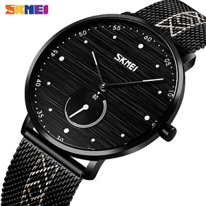 SKMEI Business Quartz Watches Men Fashion Simple Mens Wristwatches Waterproof Stainless Steel Band Hour Clock reloj hombre 9218