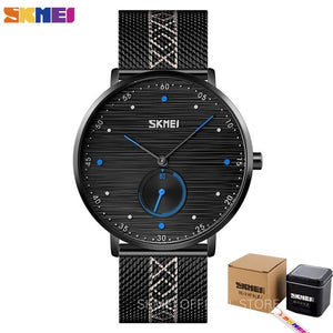 SKMEI Business Quartz Watches Men Fashion Simple Mens Wristwatches Waterproof Stainless Steel Band Hour Clock reloj hombre 9218