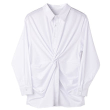 Load image into Gallery viewer, [EAM] Women White Pleated Split Temperament Blouse New Lapel Long Sleeve Loose Fit Shirt Fashion Tide Spring Summer 2020 1C06900
