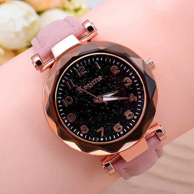 Casual Women Watches Starry Sky Quartz Wristwatch Female Clock Leather Fashion Ladies Wrist Watches reloj mujer relogio feminino