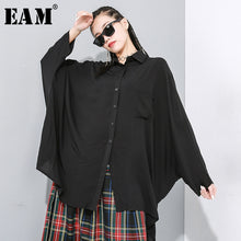 Load image into Gallery viewer, [EAM] Women Black Irregular Split Joint Big Size Blouse New Lapel Long Sleeve Loose Fit Shirt Fashion Spring Summer 2020 1X951
