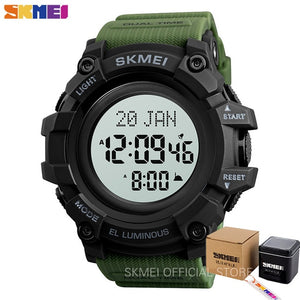 SKMEI Qibla Digital Watch Men Bookmark Language Selection Muslim Wristwatches Pilgrimage Time Reminder Watches For Islamic 1680