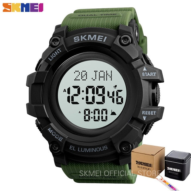 SKMEI Qibla Digital Watch Men Bookmark Language Selection Muslim Wristwatches Pilgrimage Time Reminder Watches For Islamic 1680