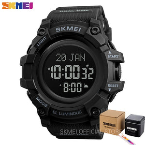 SKMEI Qibla Digital Watch Men Bookmark Language Selection Muslim Wristwatches Pilgrimage Time Reminder Watches For Islamic 1680