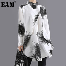 Load image into Gallery viewer, [EAM] Women White Pattern Printed Big Size Blouse New Lapel Long Sleeve Loose Fit Shirt Fashion Tide Spring Summer 2020 1Y745
