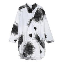 Load image into Gallery viewer, [EAM] Women White Pattern Printed Big Size Blouse New Lapel Long Sleeve Loose Fit Shirt Fashion Tide Spring Summer 2020 1Y745
