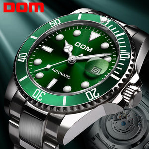 DOM Design Brand Luxury Men Watches Automatic Black Watch Men Stainless Steel Waterproof Business Sport Mechanical Wristwatch