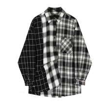 Load image into Gallery viewer, [EAM] Women Black Plaid Split Big Size Blouse New Lapel Long Sleeve Loose Fit Shirt Fashion Tide Spring Autumn 2020 1Z238
