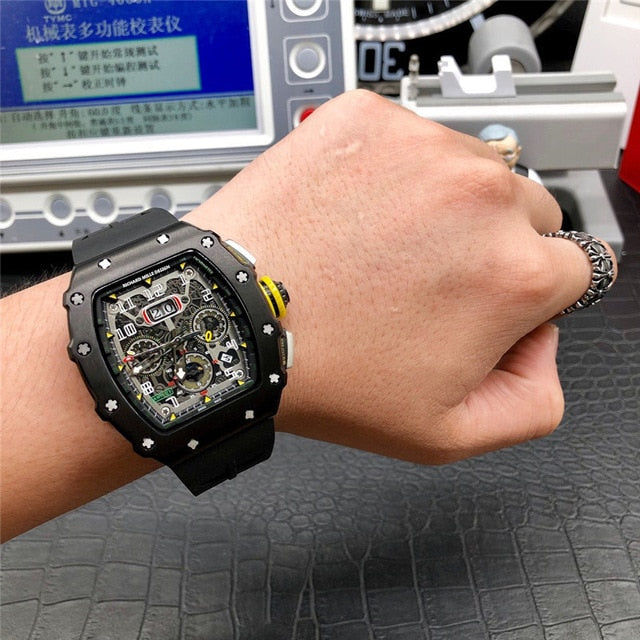 Limitde edition Richard Mille Design automatic mechanical watch Mens watch top luxury brand wristwatch Silicone strap clock gift