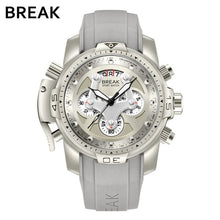 Load image into Gallery viewer, BREAK Top Luxury Brand Men Unique Fashion Rubber Band Quartz Sport Wristwatch with Waterproof Chronograph Calendar Army Watch
